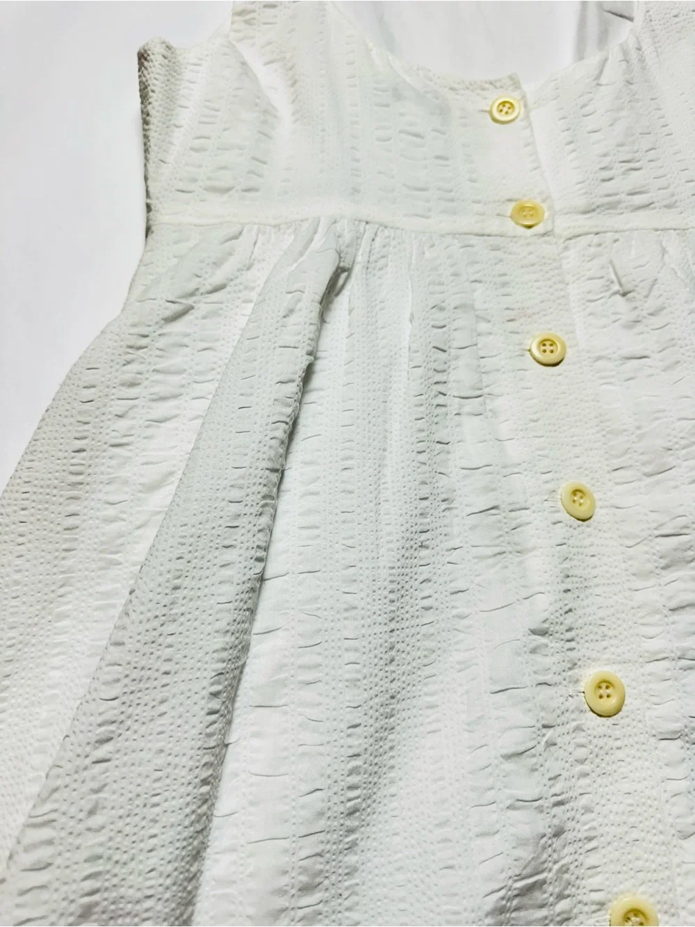 J. Crew White Textured Cotton Button Front Sundress Cottagecore Size 4 - Picture 7 of 11